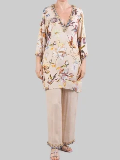 ABITO CAMICIA A FANTASIA DECORATO CON PERLINE,