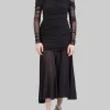 ABITO LUNGO NERO IN TULLE ELASTICIZZATO