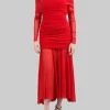 ABITO LUNGO ROSSO IN TULLE ELASTICIZZATO