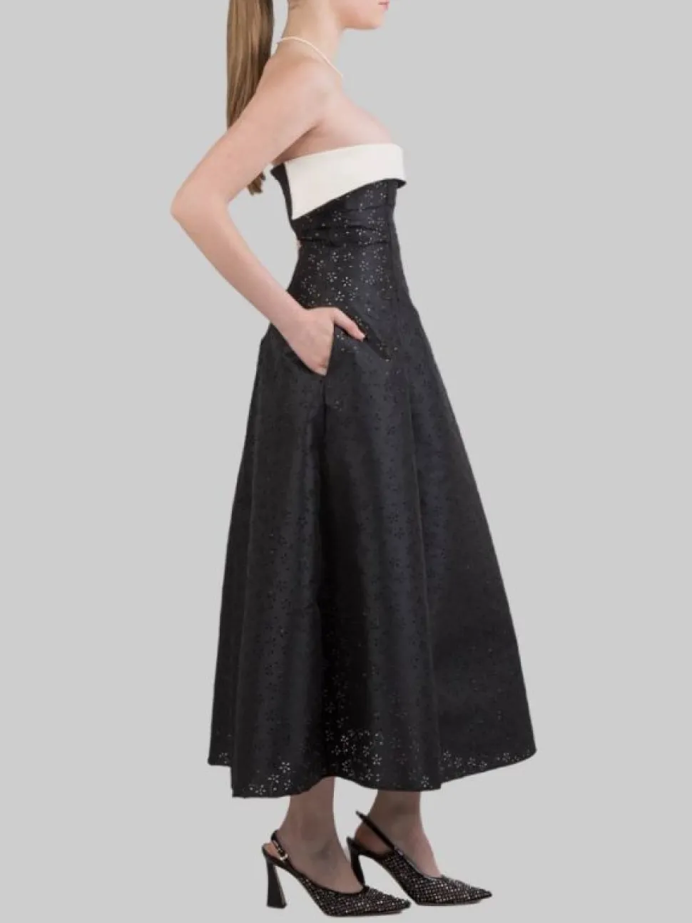 ABITO MIDI A BUSTIER CON MOTIVO FLOREALE