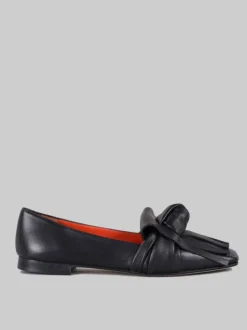 BALLERINE IN PELLE NERA CON NODO E NAPPINE
