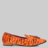 BALLERINE IN VELOUR ARANCIO CON NAPPINE