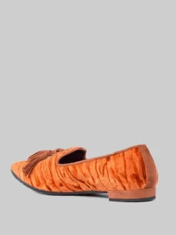 BALLERINE IN VELOUR ARANCIO CON NAPPINE