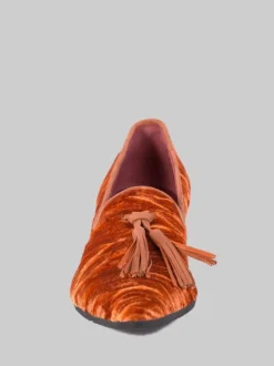 BALLERINE IN VELOUR ARANCIO CON NAPPINE