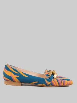 BALLERINE MODELLO CHANEL A FANTASIA PALME CON ACCESSORIO COLOR ORO