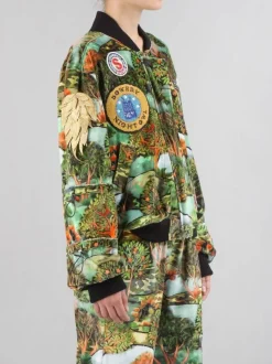 BOMBER IN VELLUTO A FANTASIA CON PATCH