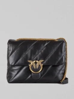 BORSA A SPALLA LOVE PUFF BIG IN PELLE NERA E ORO