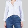CAMICIA A RIGHE SLIM FIT BIANCA E CELESTE
