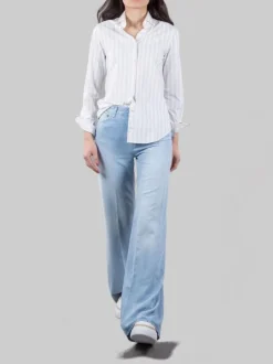 CAMICIA A RIGHE SLIM FIT BIANCA E BEIGE