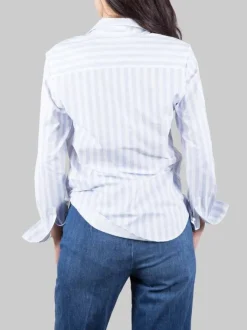 CAMICIA A RIGHE SLIM FIT BIANCA E CELESTE