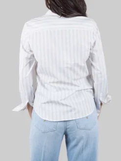 CAMICIA A RIGHE SLIM FIT BIANCA E BEIGE