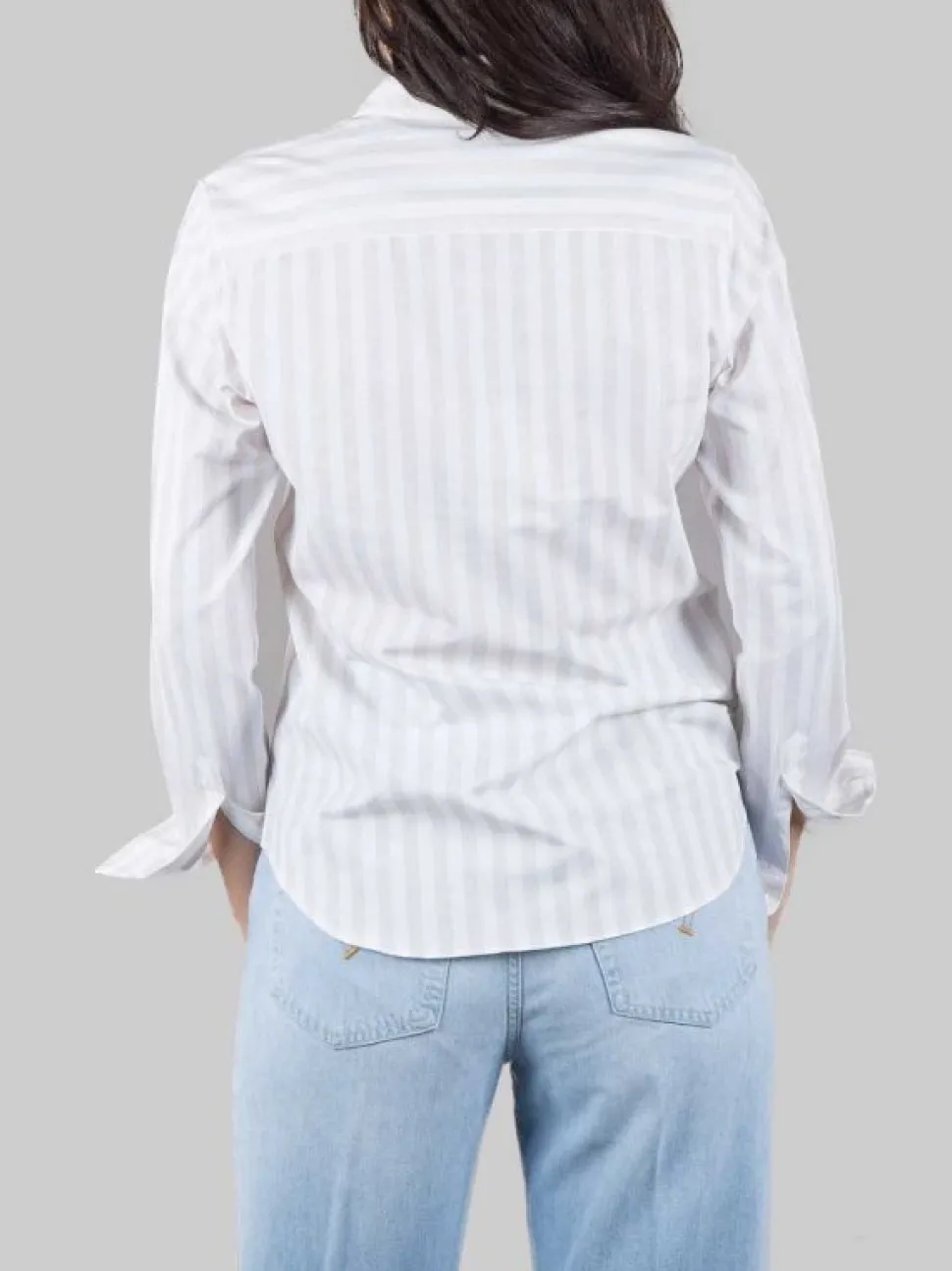 CAMICIA A RIGHE SLIM FIT BIANCA E BEIGE