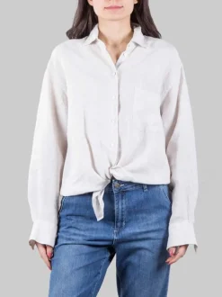 CAMICIA IN PURO LINO BEIGE OVERSIZE