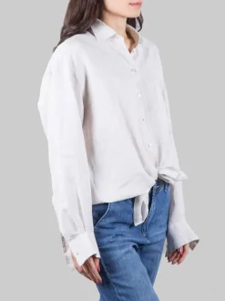 CAMICIA IN PURO LINO BEIGE OVERSIZE