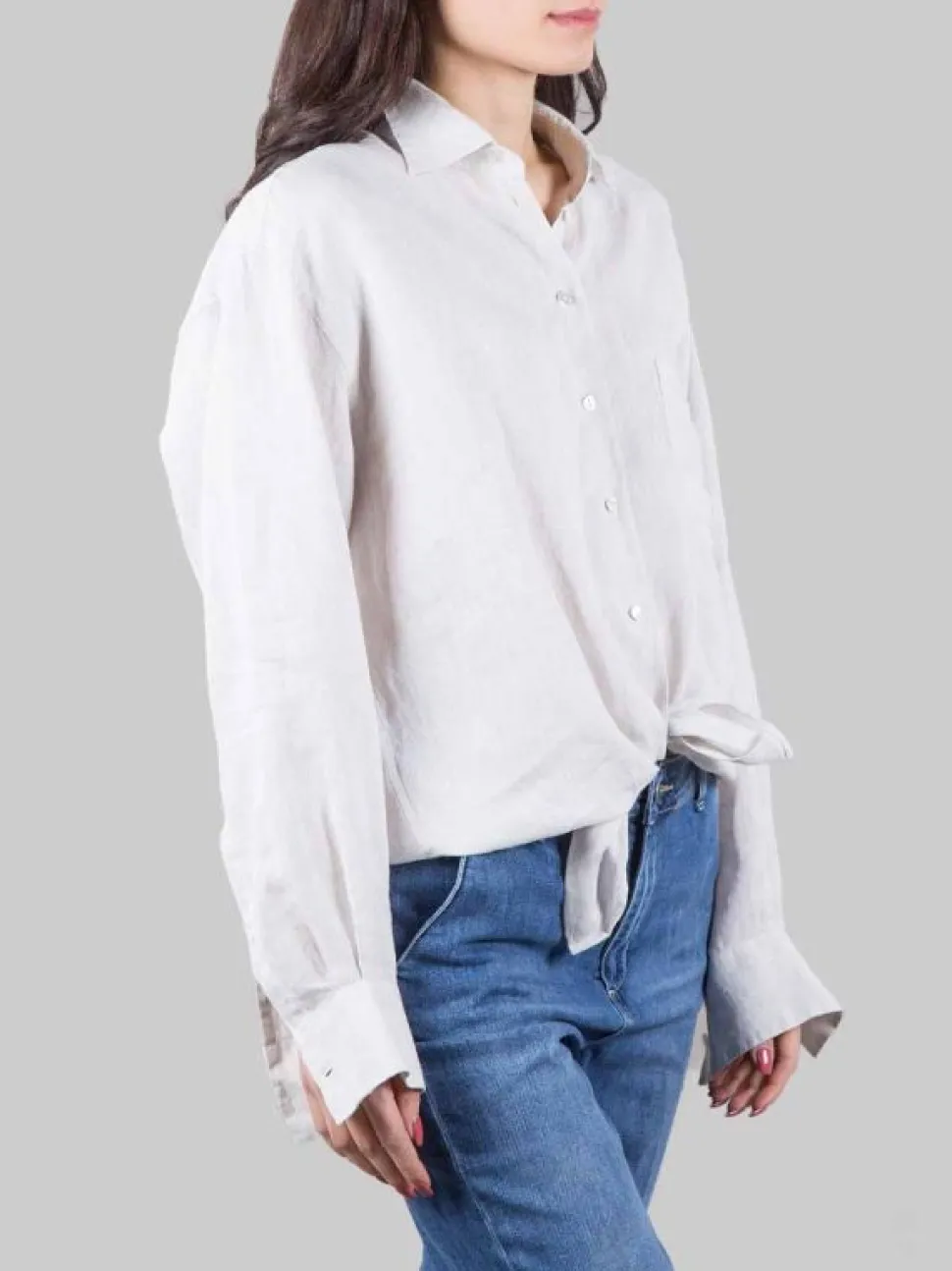 CAMICIA IN PURO LINO BEIGE OVERSIZE