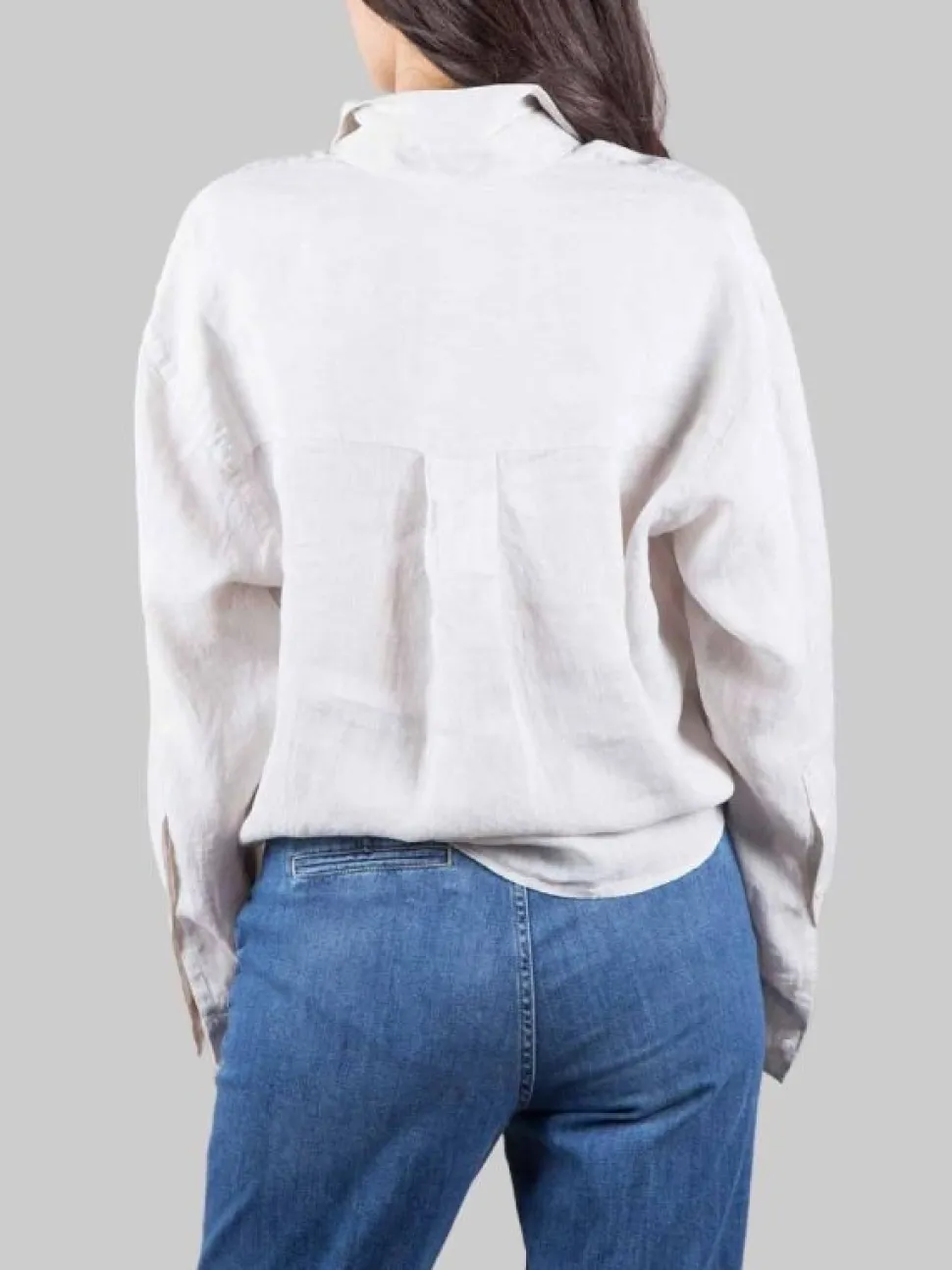 CAMICIA IN PURO LINO BEIGE OVERSIZE