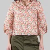 CAMICIA MARGOT A FANTASIA FIORI ROSSI SU FONDO BIANCO