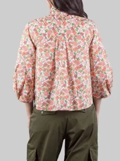 CAMICIA MARGOT A FANTASIA FIORI ROSSI SU FONDO BIANCO