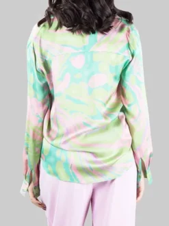 CAMICIA SMORZARE OVERSIZE A FANTASIA SU FONDO VERDE