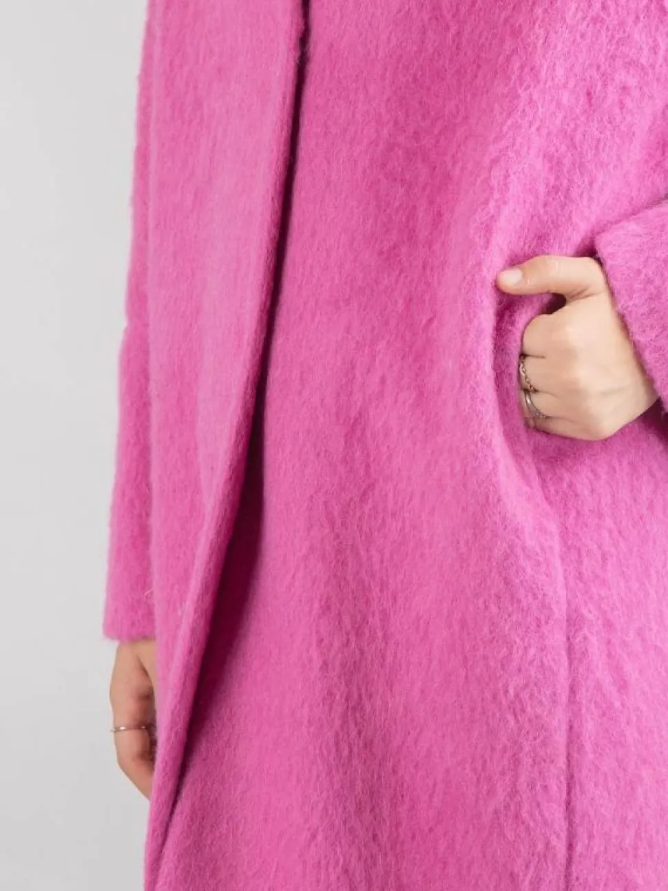 CAPPOTTINO MEDIA LUNGHEZZA OVERSIZE FUCSIA MONOPETTO