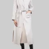 CAPPOTTO A VESTAGLIA CON INSERTI IN MAGLIA INTRECCIATA E CINTURA IN VITA