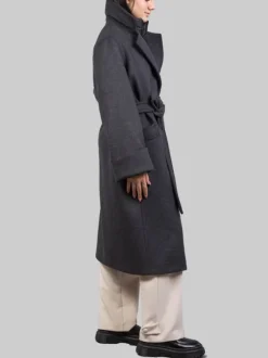CAPPOTTO A VESTAGLIA GRIGIO ANTRACITE CON GILET IMBOTTITO