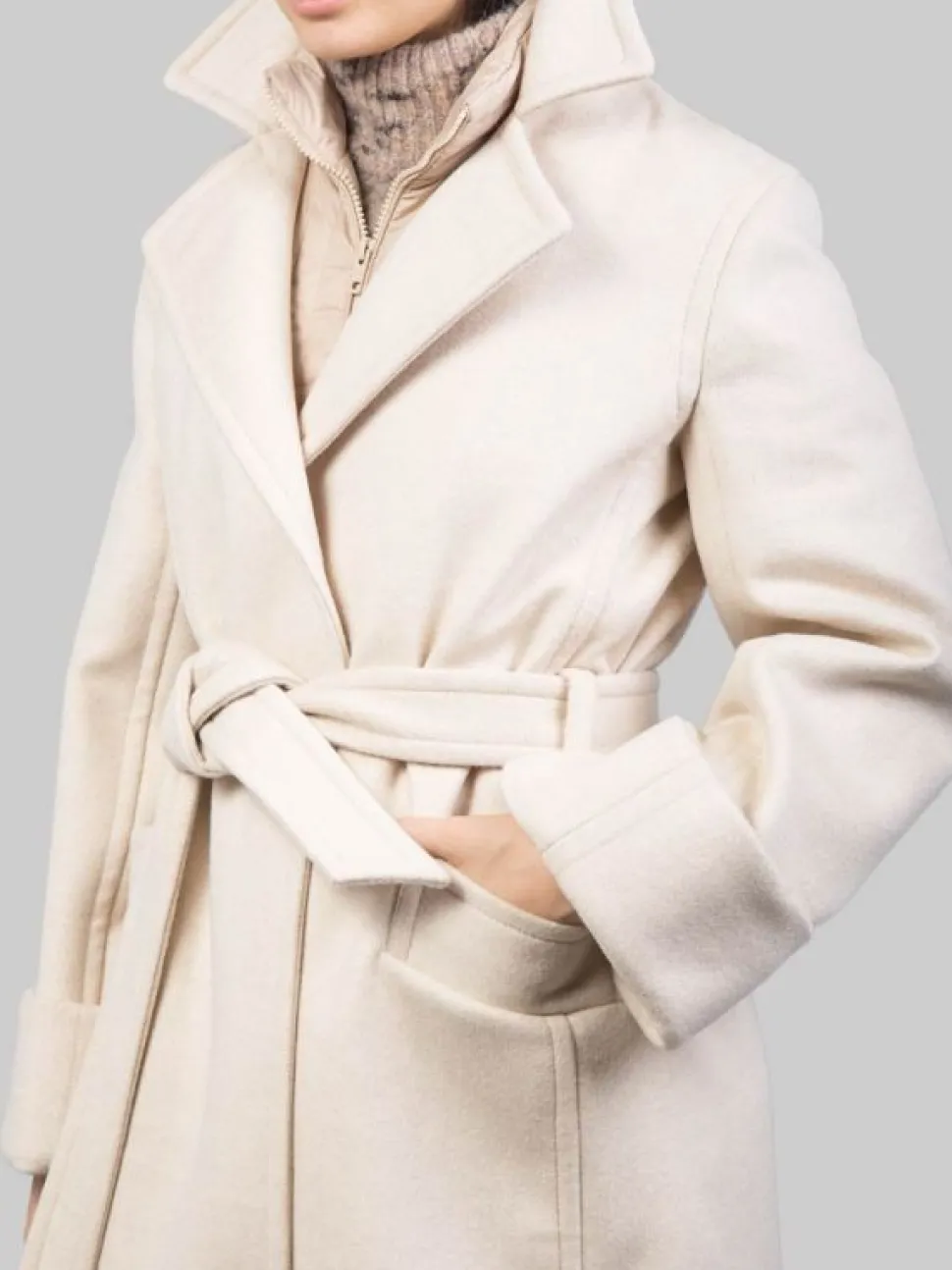 CAPPOTTO A VESTAGLIA PANNA CON GILET IMBOTTITO