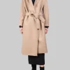 CAPPOTTO LUNGO CAMMELLO "A VESTAGLIA" IN LANA VERGINE PRESSATA CON CINTURA