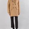 CAPPOTTO OVERSIZE IN PANNO CAMMELLO CON IMBOTTITURA PARZIALE E CAPPUCCIO