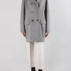 CAPPOTTO OVERSIZE IN PANNO GRIGIO CON IMBOTTITURA PARZIALE E CAPPUCCIO