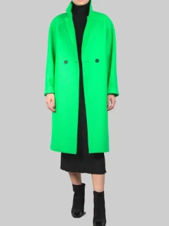 CAPPOTTO OVERSIZE VERDE ACCESO DOPPIOPETTO IN LANA VERGINE PRESSATA