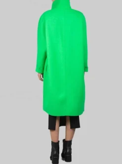 CAPPOTTO OVERSIZE VERDE ACCESO DOPPIOPETTO IN LANA VERGINE PRESSATA