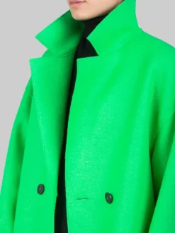 CAPPOTTO OVERSIZE VERDE ACCESO DOPPIOPETTO IN LANA VERGINE PRESSATA