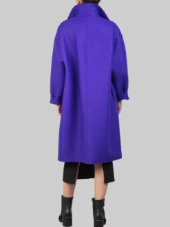 CAPPOTTO OVERSIZE VIOLA DOPPIOPETTO IN LANA VERGINE PRESSATA