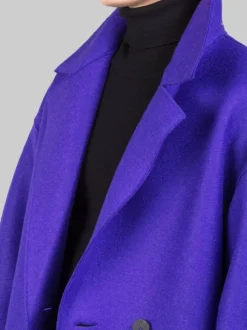 CAPPOTTO OVERSIZE VIOLA DOPPIOPETTO IN LANA VERGINE PRESSATA