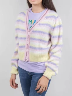 CARDIGAN CORTO A RIGHE MULTICOLORE