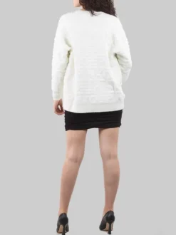 CARDIGAN DAINO IN MORBIDO TESSUTO EFFETTO SPUGNA CON PIETRE E STRASS APPLICATI