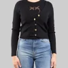 CARDIGAN NERO IN LANA A COSTINE CON LOGO "LOVE BIRDS" IN TRASPARENZA