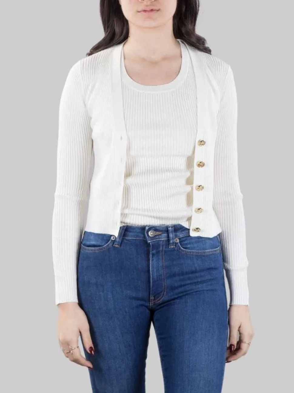 CARDIGAN TILACINO BIANCO CON LOGO TRASPARENTE