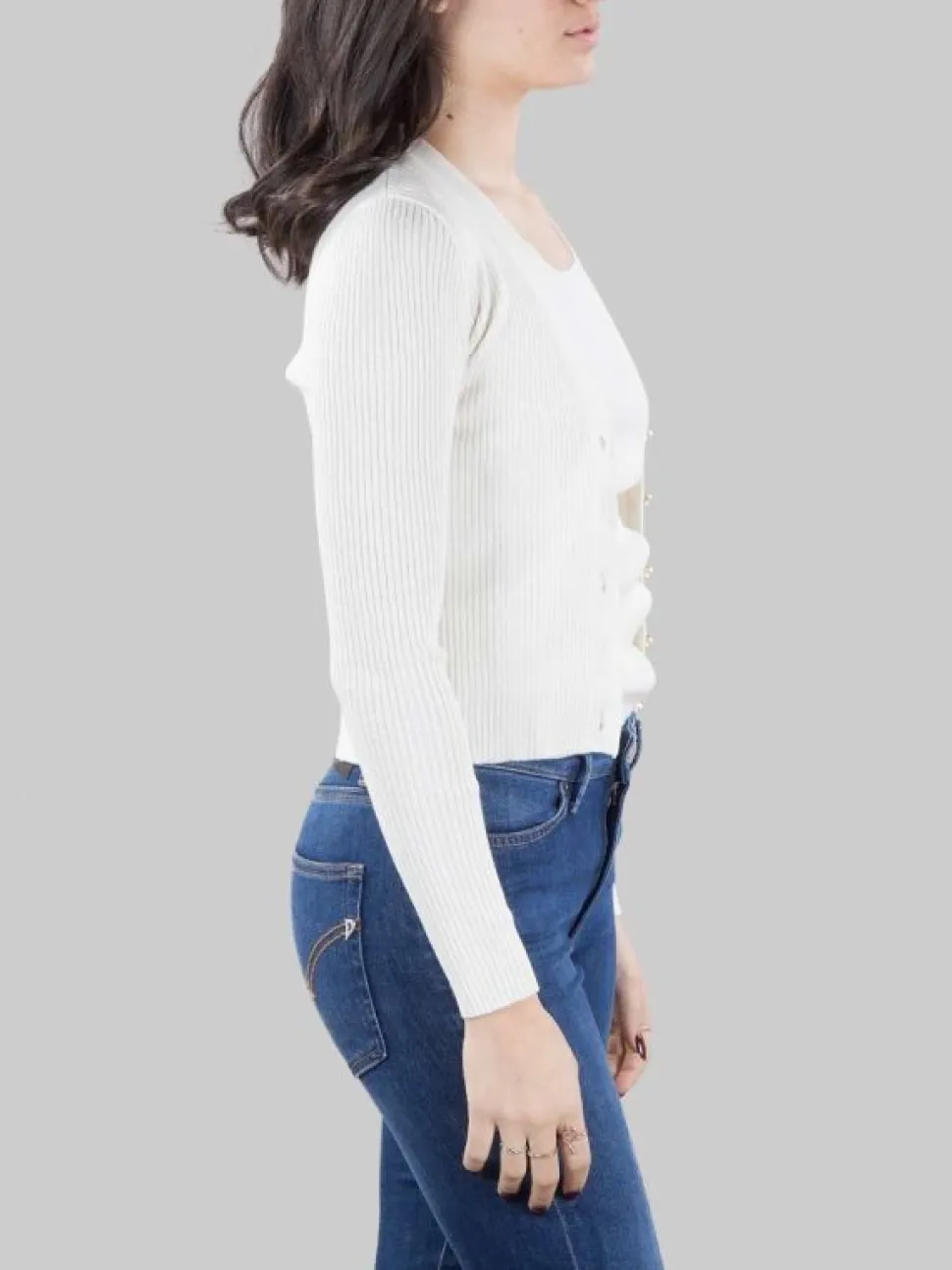CARDIGAN TILACINO BIANCO CON LOGO TRASPARENTE