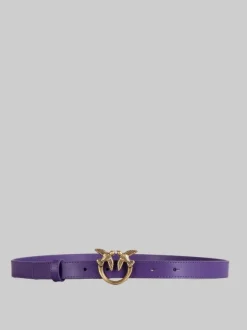 CINTURA LOVE BERRY IN PELLE LISCIA VIOLA CON FIBBIA LOVE BIRDS