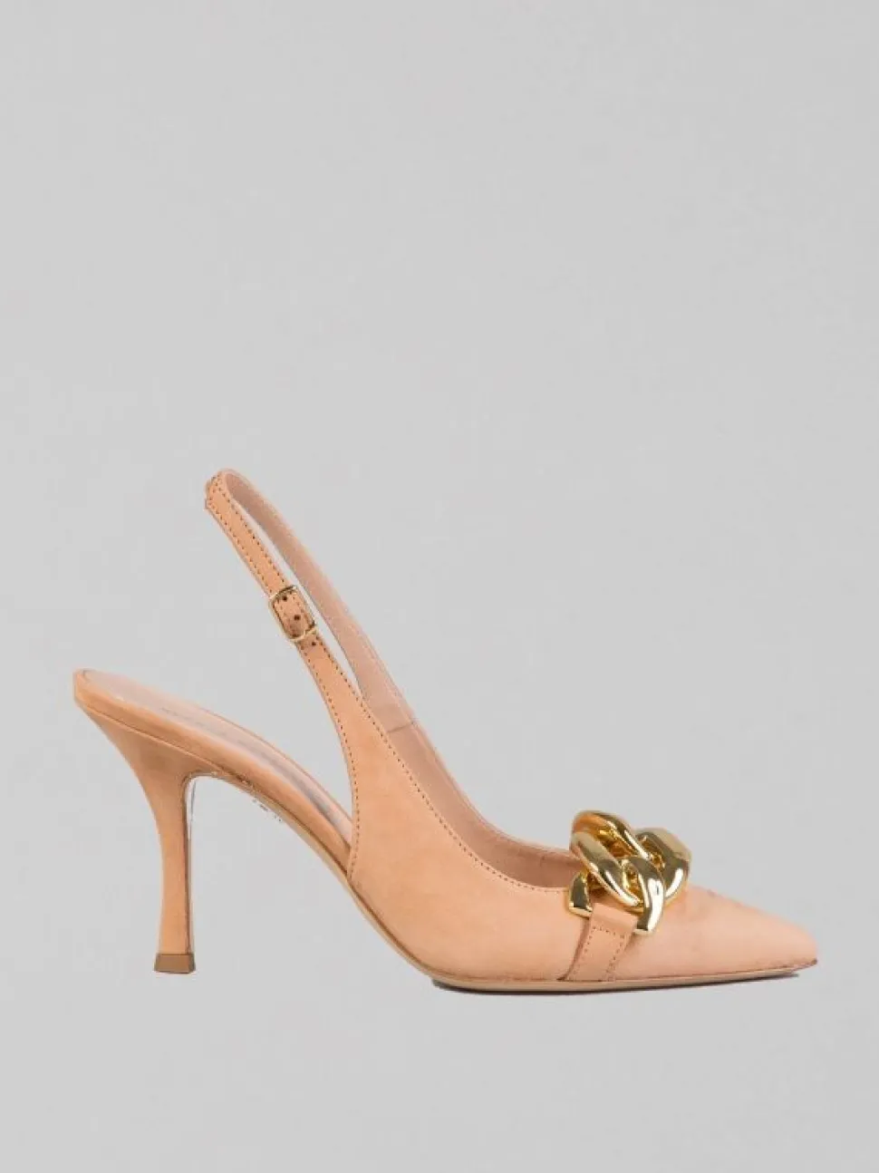 DÉCOLLETÉ IN NABUK CON ACCESSORIO CATENA ORO