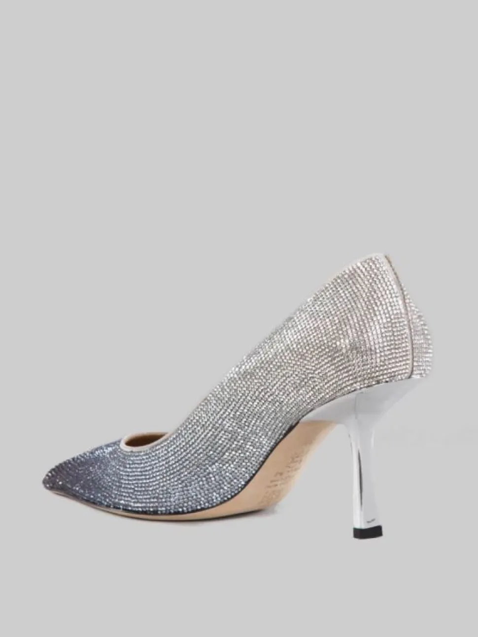 DÉCOLLETÉ IN PELLE RICOPERTA DI STRASS ARGENTO E NERA