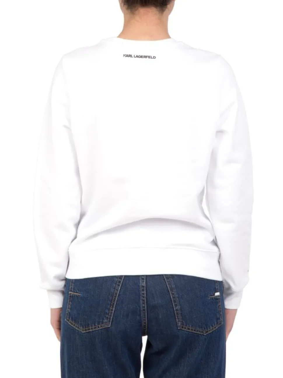 FELPA IKONIK KARL SWEATSHIRT IN COTONE GIROCOLLO BIANCA