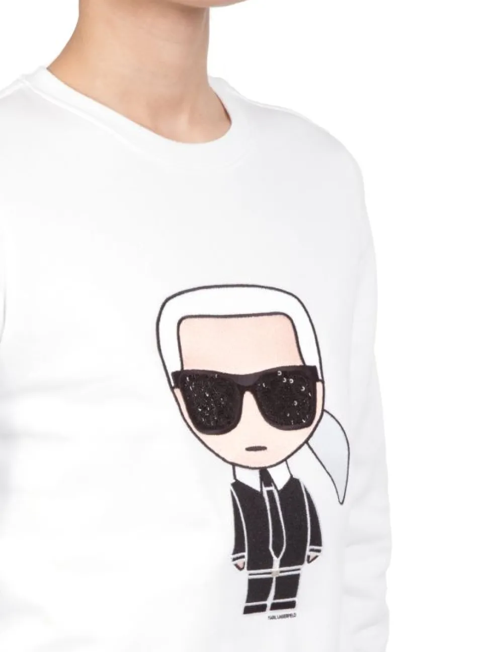 FELPA IKONIK KARL SWEATSHIRT IN COTONE GIROCOLLO BIANCA