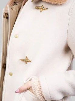 GIACCA 3 GANCI IN LANA EFFETTO VINTAGE CON COLLETTO IN ECO SHEARLING