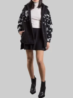 GIACCA CAMICIA ELYS NERA CON FIOCCHI DI NEVE