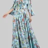 GIACCA CORTA IN TWILL A FANTASIA FLOREALE CON NODO IN VITA