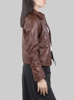 GIUBBETTO KOS IN PELLE MARRONE EFFETTO VINTAGE