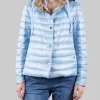 GIUBBETTO REVERSIBILE IN NYLON CELESTE E CARAMELLO ULTRALEGGERO